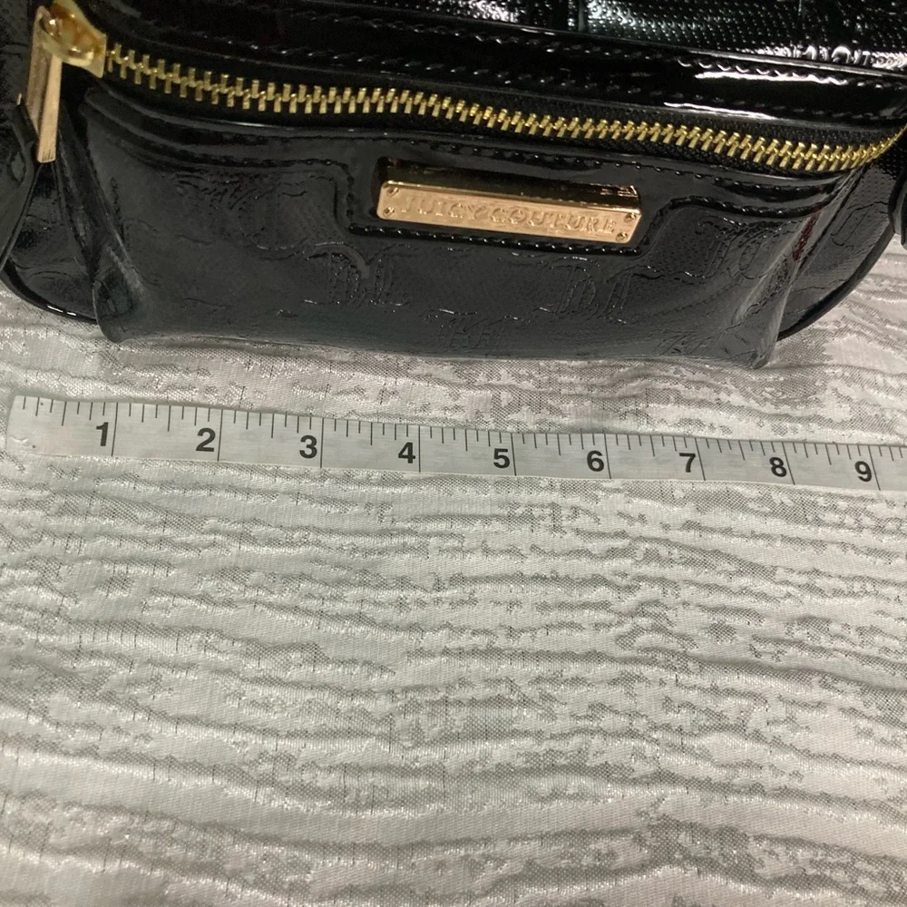 Juicy Couture™ Black Patent Mini Backpack with Logo Straps & Coin Pouch